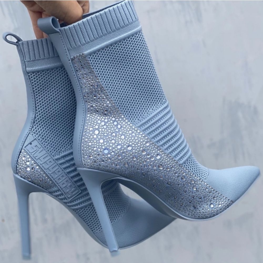 STEVEN MADDEN WOMEN's MAXWELLE RHINESTONE-TRIM SOCK BOOTIE